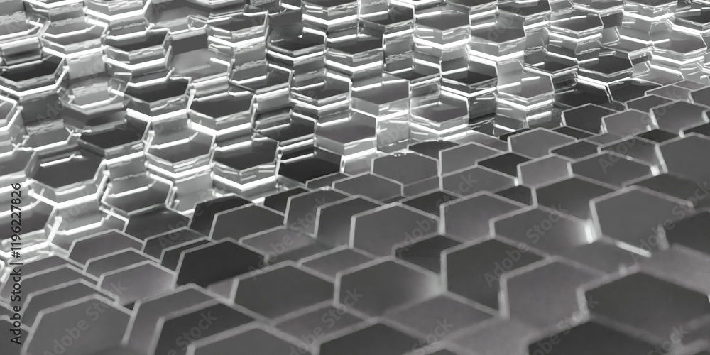 3d render hexagonal background with glass white light and blur 3d render hexagonal background with glass white light and blur
