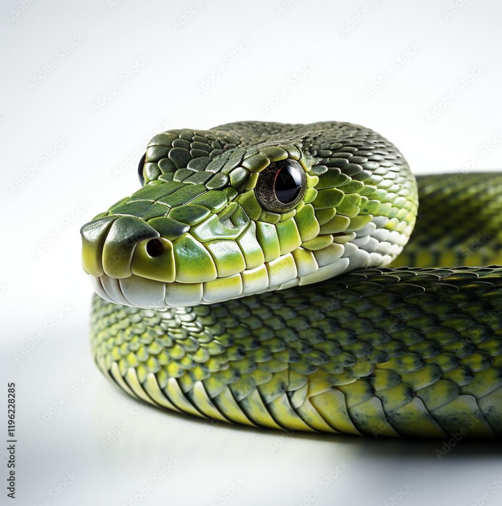 Fototapeta premium green snake isolated on white background