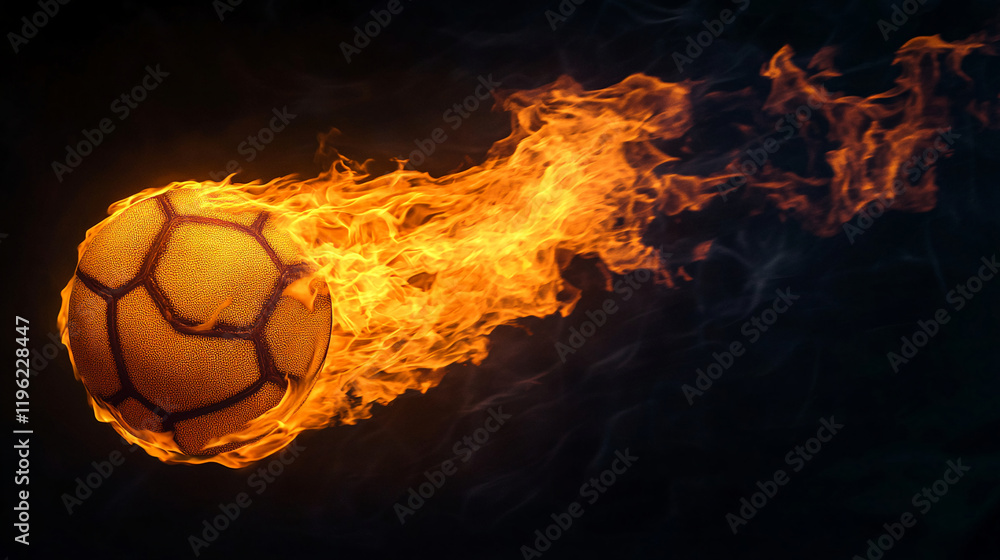 Fototapeta premium football soccer basketball cricket ball on fire background