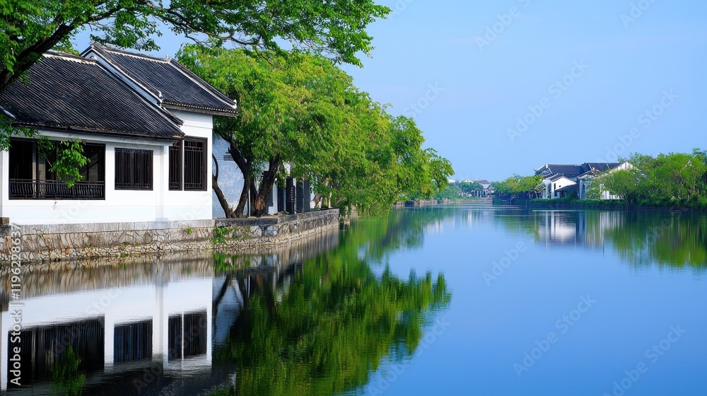 Obraz premium Peaceful Canal Scene