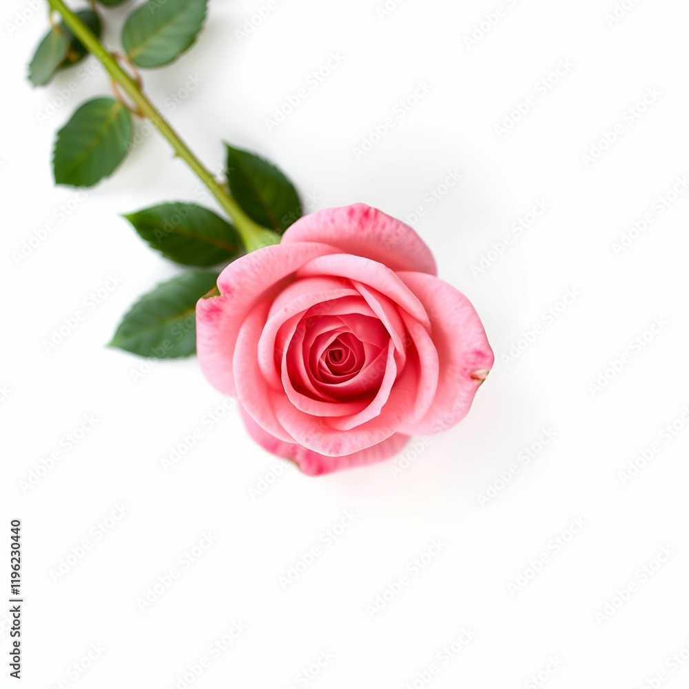 Beautiful single isolated pink rose on white Beautiful single isolated pink rose on white