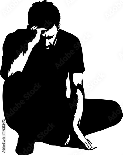 Frustrated man illustration silhouette