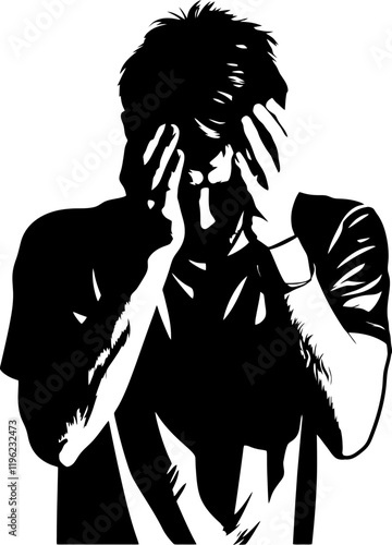 Frustrated man illustration silhouette