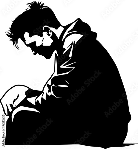 Frustrated man illustration silhouette