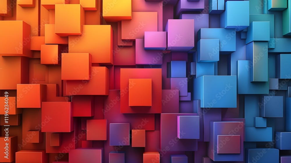 Abstract colorful 3D cubes with gradient tones Abstract colorful 3D cubes with gradient tones