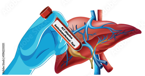 Medical Blood Test and Liver Illustration