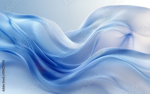 Abstract blue flowing fabric waves. photo