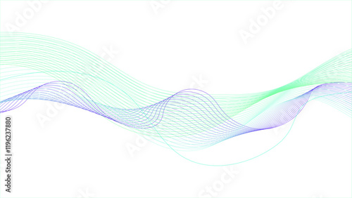Transparent green blue wave flow abstract background, A purple and green fabric with a white background.