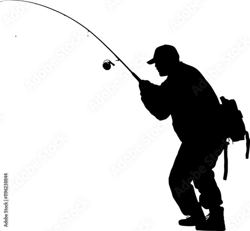 Fisherman fishing silhouette