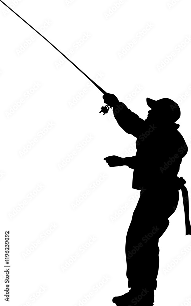 Fisherman fishing silhouette Fisherman fishing silhouette