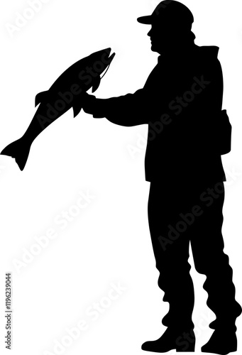 Fisherman fishing silhouette photo