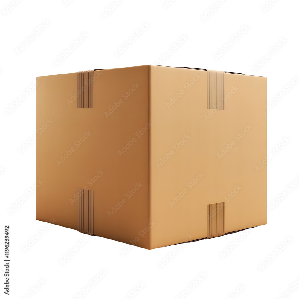 Cardboard Box with Tape isolated on transparent background