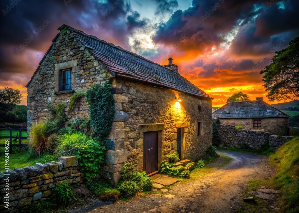 Obraz premium Enchanting Southern England nightscapes: ancient buildings, illuminated stone, and dark skies reveal historic landmarks.