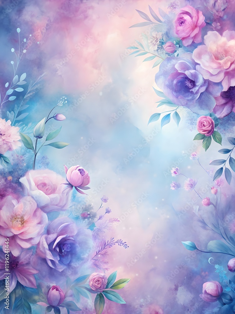 Obraz premium Soft pastel floral background with delicate pink and lavender flowers in an artistic arrangement, texture, pastel, floral