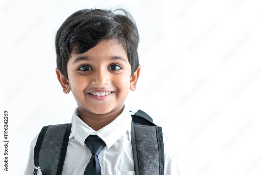 Smiling schoolboy with backpack Smiling schoolboy with backpack