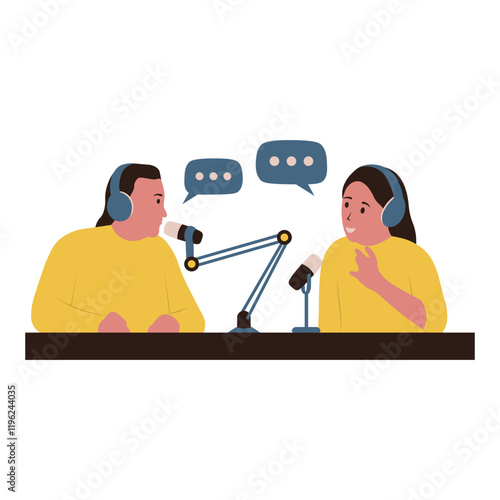 International Podcast Day. Vector Illustration in Cartoon Concept