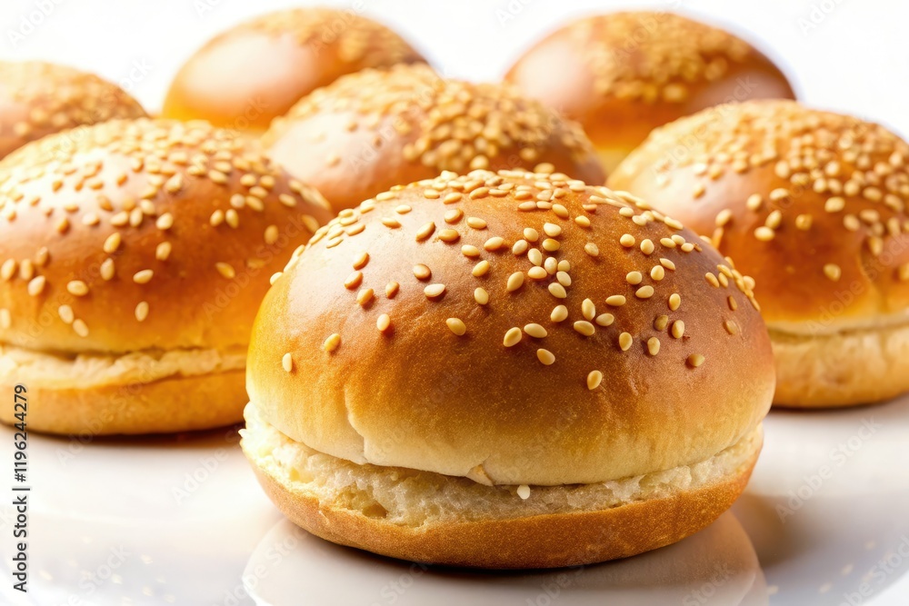 High-resolution images of delicious burger buns, isolated on white, captured with long exposure photography. High-resolution images of delicious burger buns, isolated on white, captured with long exposure photography.