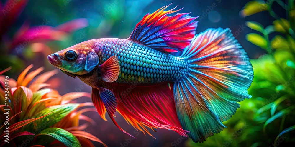 Macro photography reveals vibrant betta fish, showcasing stunning underwater details and tropical beauty. Macro photography reveals vibrant betta fish, showcasing stunning underwater details and tropical beauty.