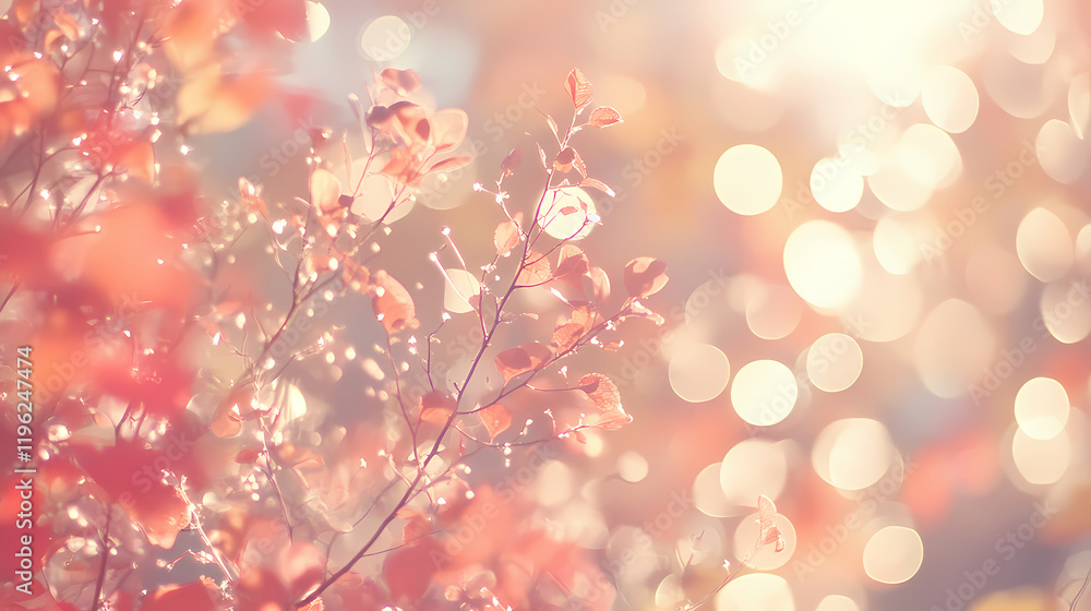 Fototapeta premium Bright and beautiful bokeh background with warm tones, perfect for festive and celebratory themes. Rainspire. Illustration