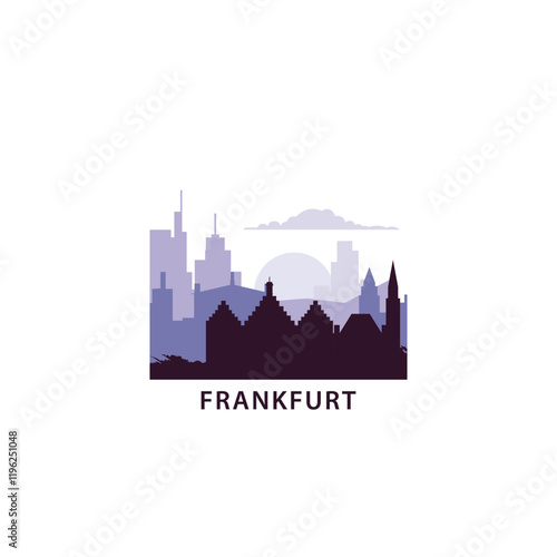 Frankfurt logo with skyline, cityscape retro vector icon. Germany city horizon, facade, travel logotype