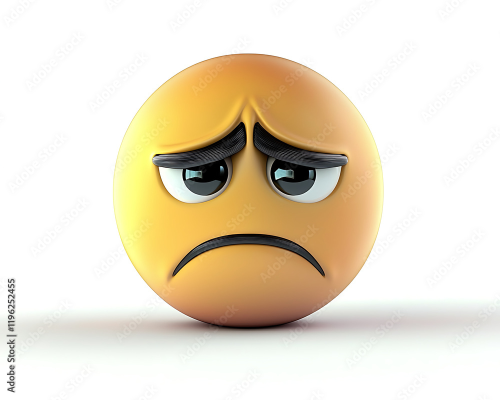 Sad 3D Emoji Disappointed Facial Expression Unhappy Yellow Cartoon Face Gloomy Avatar Sad 3D Emoji Disappointed Facial Expression Unhappy Yellow Cartoon Face Gloomy Avatar
