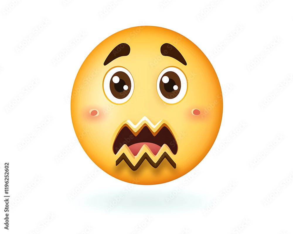 Fototapeta premium Anxious Yellow Emoji Face Worried Cartoon Expression Scared Emoticon Illustration