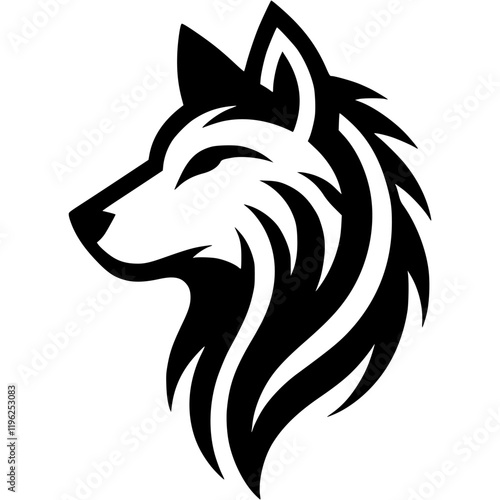Tattoo of cunning Mexican jackal coyote head in monochrome. Wild coyote side view. Engraving minimalistic vector in black ink drawing on transparent background