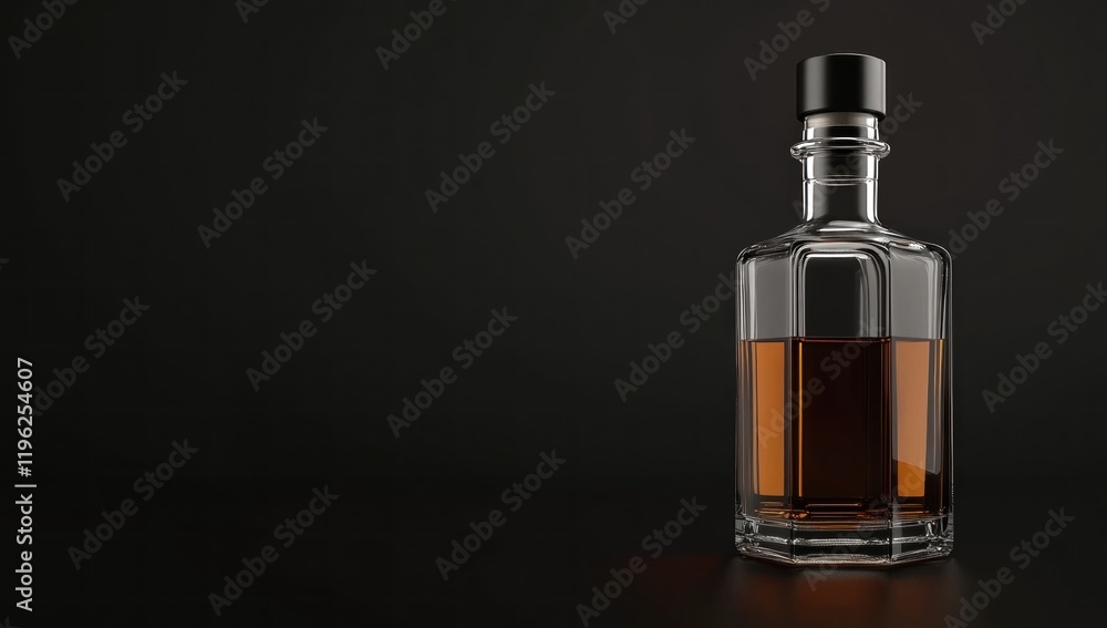 Decanter of amber liquid against a dark background Decanter of amber liquid against a dark background