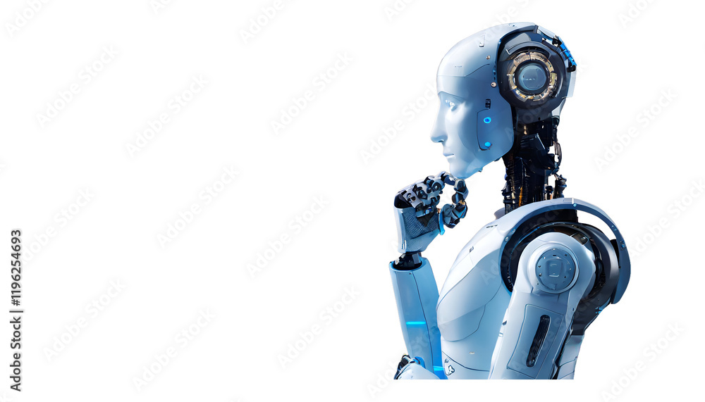 ai robot thinking, side view, isolated on transparent background vector ai new ai robot thinking, side view, isolated on transparent background vector ai new