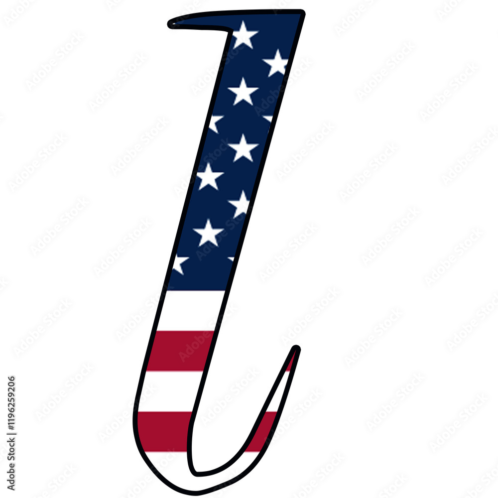Decorative letters with American flag Decorative letters with American flag