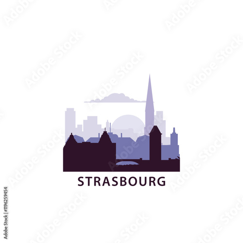 Wallpaper Mural Strasbourg logo with skyline, cityscape retro vector icon. France city horizon, facade, travel logotype Torontodigital.ca
