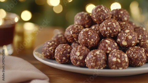Warm Dessert Balls on Platter with Ambient Light