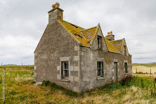 Scotland, Hebrides. Isle of North Uist. Abandoned stone building. photo