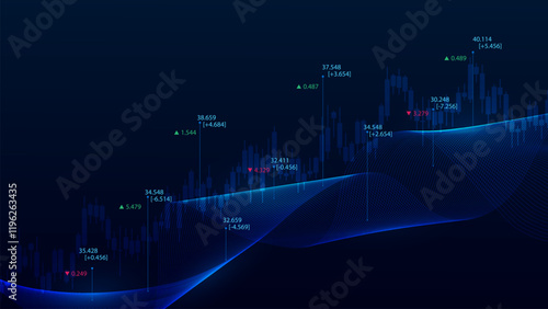 Stock market graph trading chart global concept. Futuristic business technology investment.