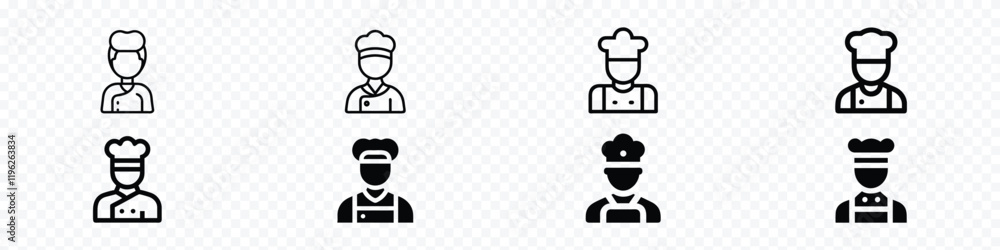 Chef icon, professional cooker icon, kitchen chef icon. Restaurant Chef icons set Chef icon, professional cooker icon, kitchen chef icon. Restaurant Chef icons set