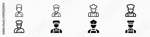 Chef icon, professional cooker icon, kitchen chef icon. Restaurant Chef icons set
