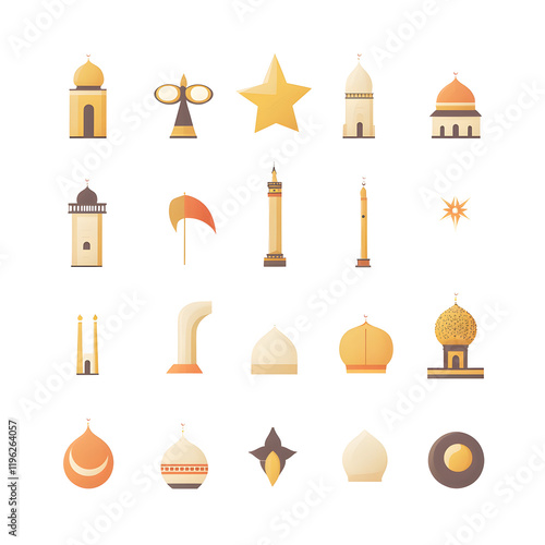 A set of icons a minimalist Eid Al-Fitr