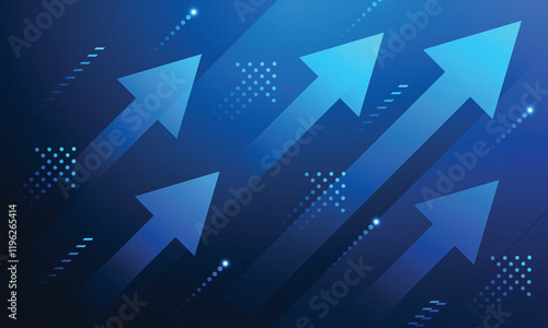 Abstract business growth up arrow digital technology on dark blue futuristic diagonal geometric background