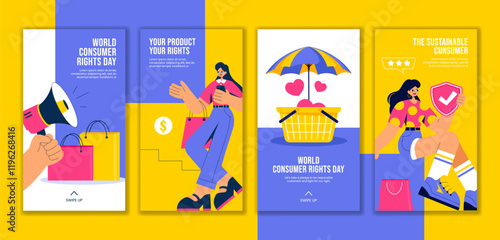 Flat Style Illustration for Consumer Rights Day Social Media Stories