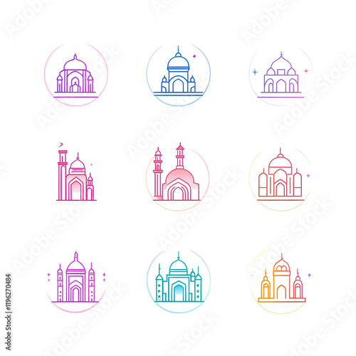 A set of icons a minimalist Eid Al-Fitr
