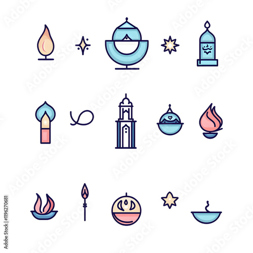 A set of icons a minimalist Eid Al-Fitr