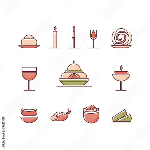 A set of icons a minimalist Eid Al-Fitr