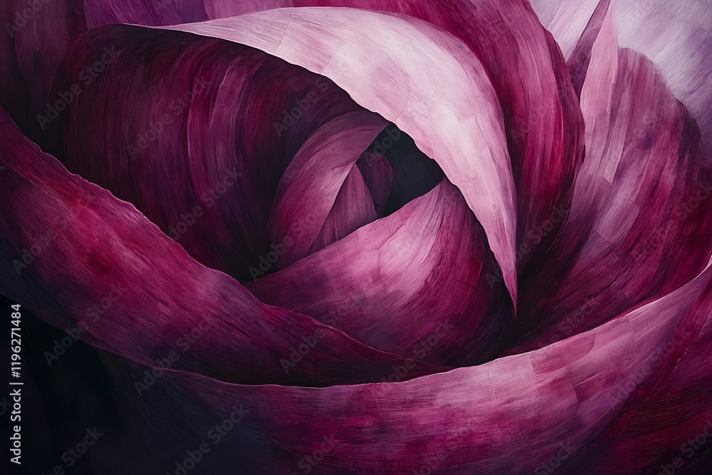 Obraz premium Deep Purple Rose Petals Abstract Painting