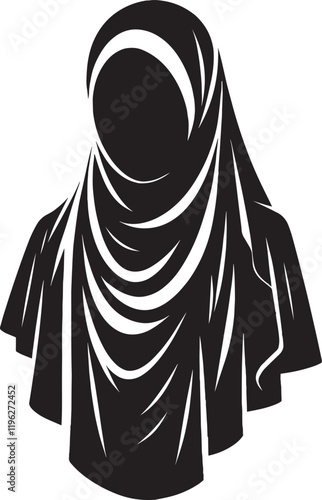 Black hijab silhouette icon vector illustration isolated on a white background