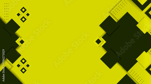 Abstract background vector design with geometric shape for banner, corporate, flyer, presentation, decorative | Modern square shape shadow background with citrine colour with dotted pattern 