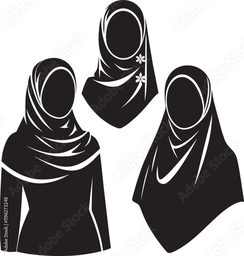 Black hijab silhouette icon vector illustration isolated on a white background