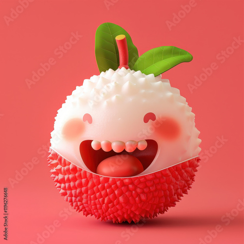 Joyful Lychee Mascot with Rough Red Exterior and Happy Expression