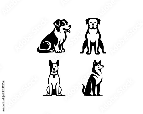 Set of Dog Logo Design Icon Symbol Vector Template.