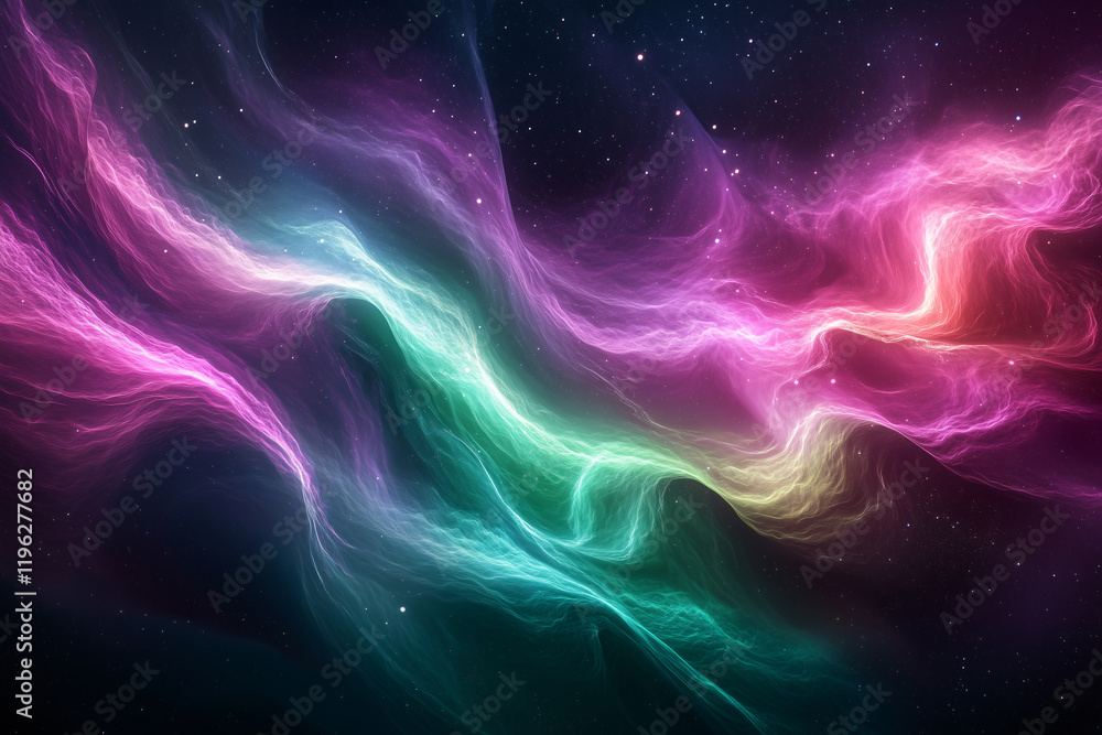 Fototapeta premium The aurora borealis shimmers and waves gracefully across the night sky