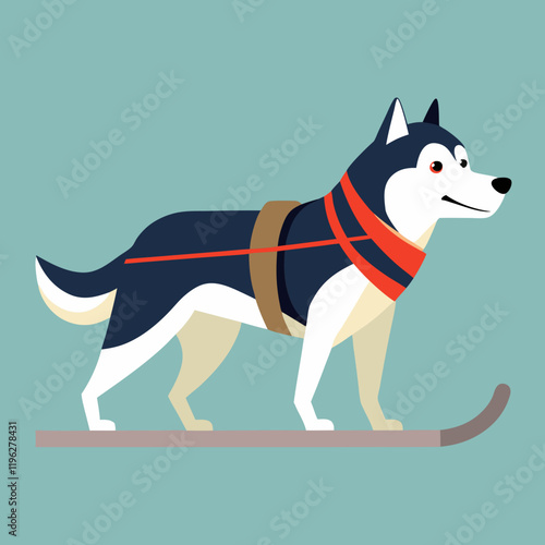 vector illustration of a dog sled